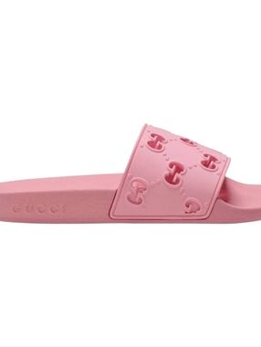 Pink Embossed Slide Sandal